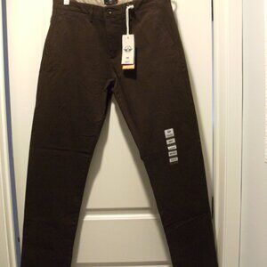 Men's Dark Brown Slim Fit Flat Front Chinos